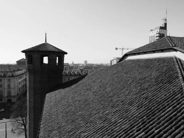 Aerial view of Turin, black and white — Stock Photo, Image