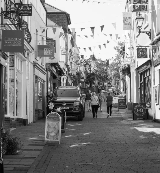 Vue de la ville de Chepstow, noir et blanc — Photo