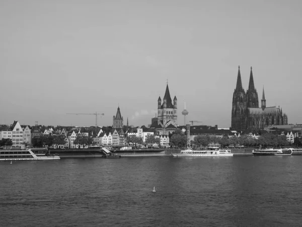 Вид на місто Кельн, чорно-біле — стокове фото