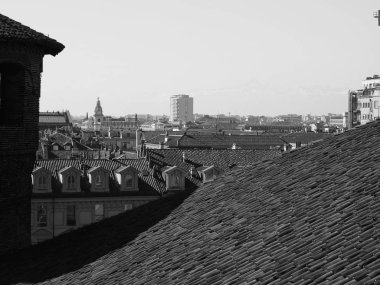 Torino 'nun hava görüntüsü, siyah ve beyaz