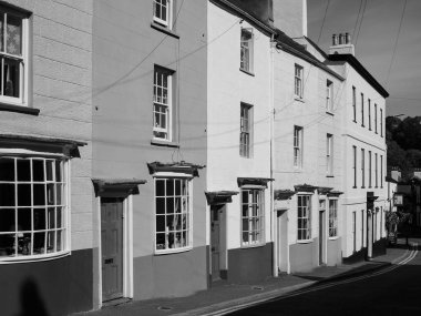 Chepstow 'daki Bridge Caddesi, siyah beyaz