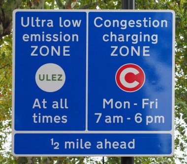 ULEZ (Ultra low emission zone) and C (Congestion charging zone) clipart