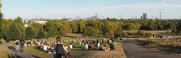 Широкий панорамный вид на Лондон с холма Примроуз — стоковое фото
