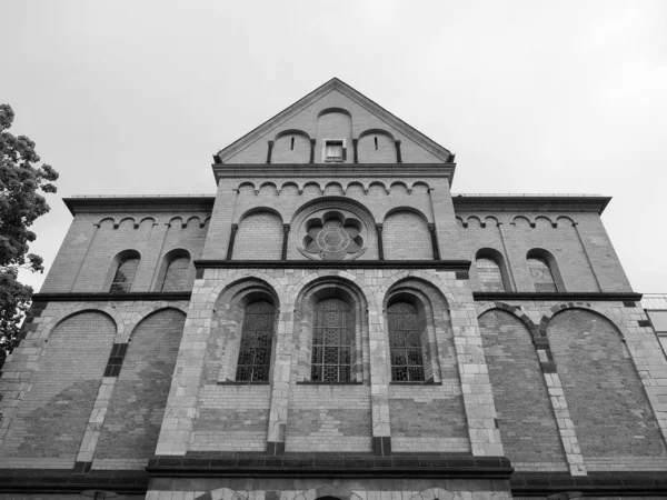 Церковь Святого Андреаса в Кёльне, черно-белая — стоковое фото