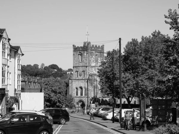 Vista de la ciudad de Chepstow, en blanco y negro —  Fotos de Stock