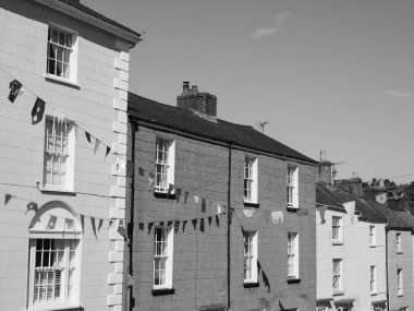 Chepstow 'daki Bridge Caddesi, siyah beyaz