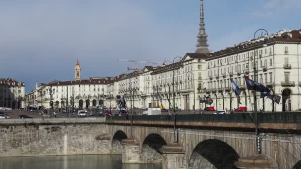 Piazza Vittorio Square Turin Italy — 비디오