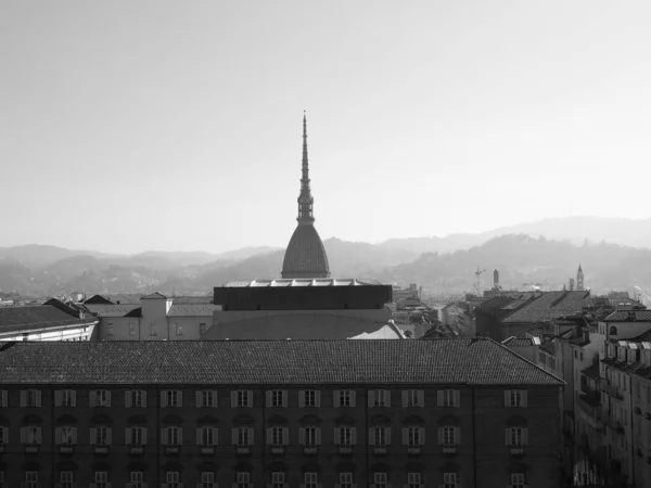 Torino 'nun hava görüntüsü, siyah ve beyaz — Stok fotoğraf