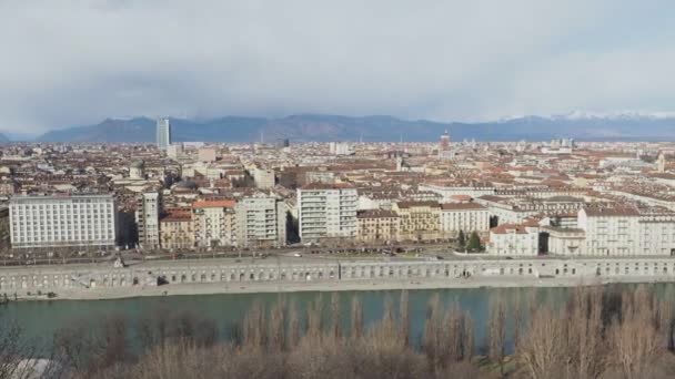 Flygfoto Över Staden Turin Italien — Stockvideo