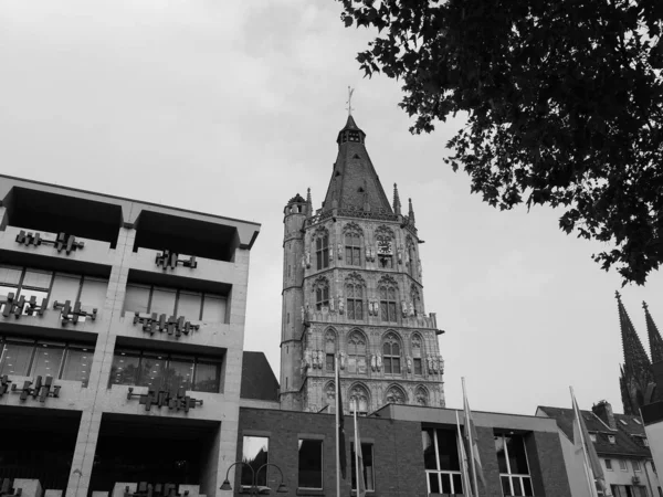 Koelner Rathaus (Town Hall) in Koeln, black and white — Stok fotoğraf