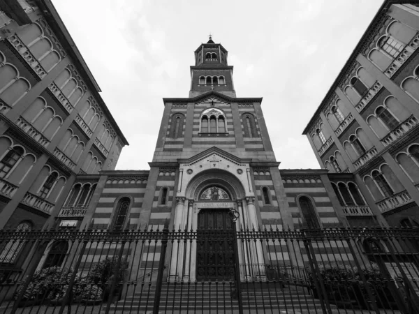 San Giovanni Evangelista church in Turin, black and white — ストック写真