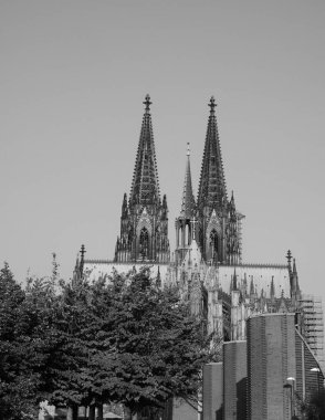 Koeln 'deki Aziz Peter Katedrali, siyah beyaz