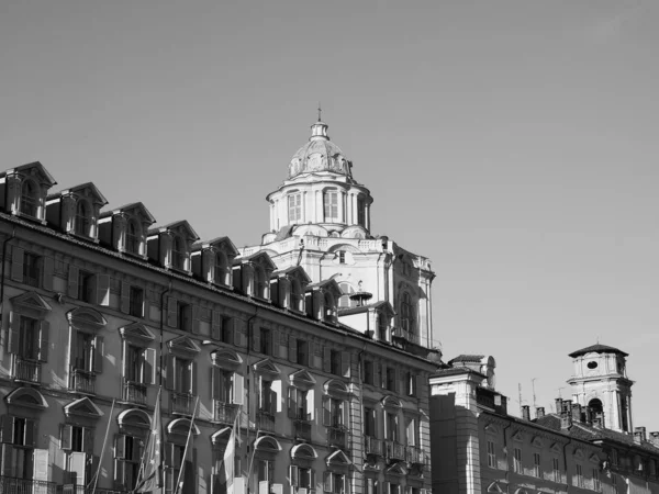 Iglesia de San Lorenzo en Turín, blanco y negro —  Fotos de Stock