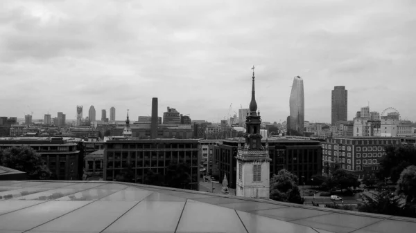 Letecký Pohled Město Londýnské Panorama Černobílého — Stock fotografie