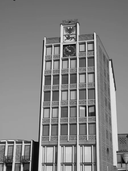 Rathaus Que Significa Prefeitura Dueren Alemanha Preto Branco — Fotografia de Stock