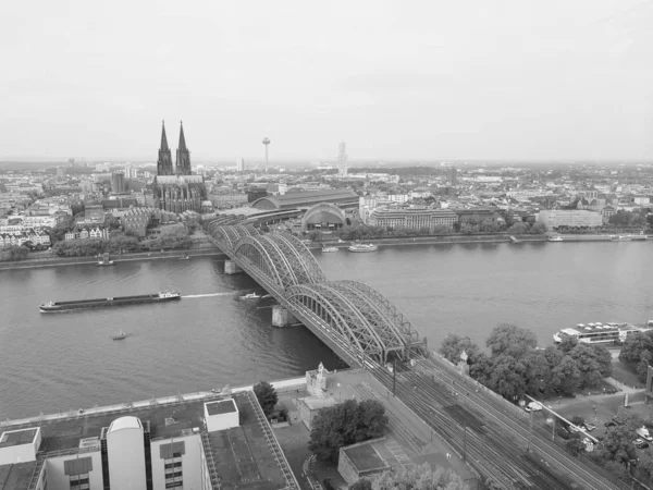 Koeln Deutschland Circa August 2019 Luftaufnahme Der Stadt Schwarz Weiß — Stockfoto