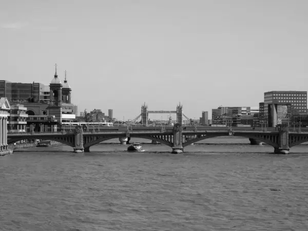 Londen Circa September 2019 Panoramisch Uitzicht Theems Zwart Wit — Stockfoto