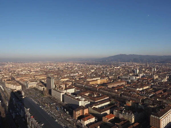 Talya Nın Torino Şehrinin Piazza Castello Meydanlı Hava Manzarası — Stok fotoğraf