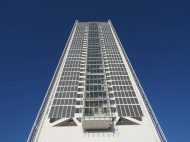 Torino, İtalya - Ocak 2020: Intesa San Paolo merkez gökdeleni Renzo Piano tarafından tasarlandı