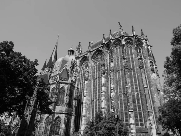 Aachener Dom Καθεδρικός Ναός Στο Άαχεν Γερμανία Μαύρο Και Άσπρο — Φωτογραφία Αρχείου