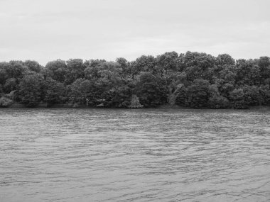 Thames nehrinin panoramik manzarası Chelsea, Londra, Uk siyah beyaz
