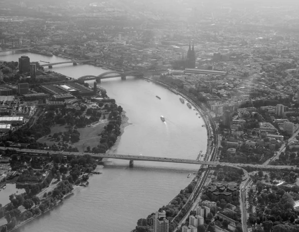 Flygfoto Över Staden Koeln Tyskland Svart Och Vitt Svart Och — Stockfoto