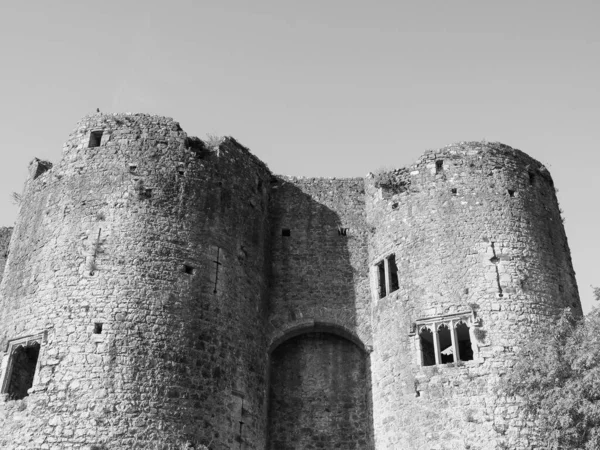 Chepstow城堡的废墟 威尔士语Castell Cas Gwent 乌克兰 Chepstow 黑白相间 — 图库照片
