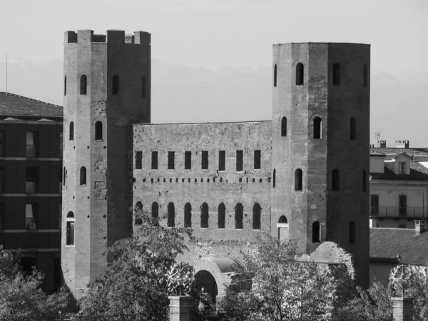 Руины Порта Палатина Палатинские Ворота Турине Италия Черно Белые — стоковое фото