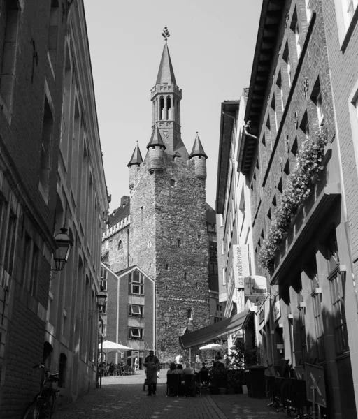 Aachen Alemania Circa Agosto 2019 Personas Centro Ciudad Blanco Negro —  Fotos de Stock