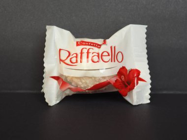 ALBA, ITALY - CIRCA FEBRUARY 2020: Ferrero Raffaello chocolate