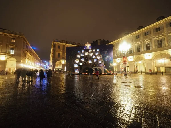 Turin Itália Circa Dezembro 2019 Calendário Advento Praça Piazza San — Fotografia de Stock