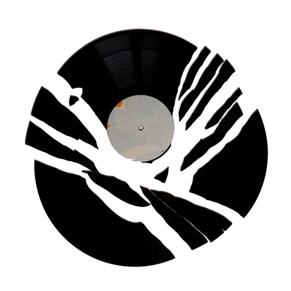 Broken Vinyl Record Vintage Analog Music Recording Medium — Stock Photo, Image