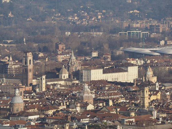 Luftaufnahme Des Stadtzentrums Von Turin Italien Mit Piazza Castello — Stockfoto