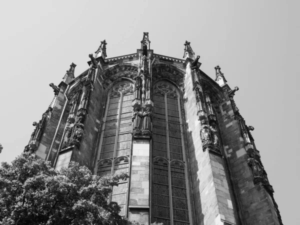 Iglesia Catedral Aachener Dom Aquisgrán Alemania Blanco Negro — Foto de Stock