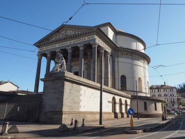 Torino, İtalya - Şubat 2020: La Gran Madre Kilisesi