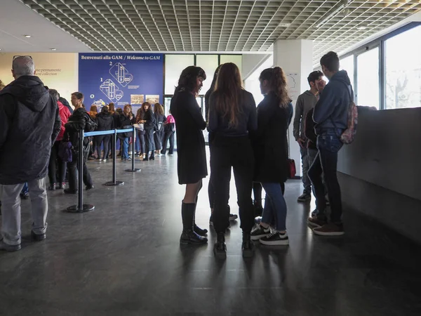 Turin Italy Circa February 2020 People Visiting Gam Galleria Arte — Zdjęcie stockowe