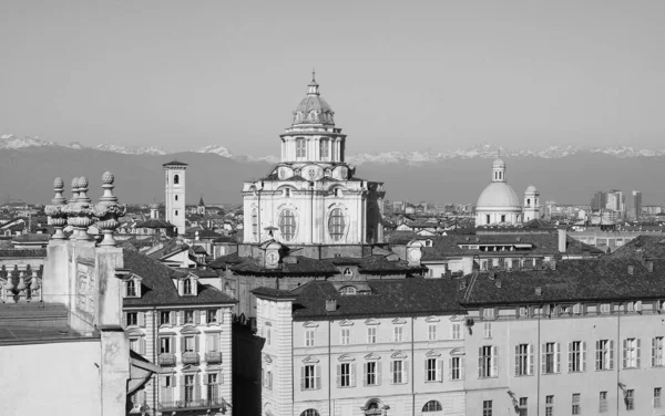 Talya Torino Şehrinin Siyah Beyaz Hava Manzarası — Stok fotoğraf