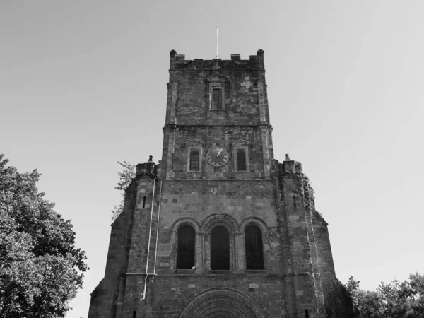 Igreja Paroquial Prioritária Santa Maria Chepstow Reino Unido Preto Branco — Fotografia de Stock