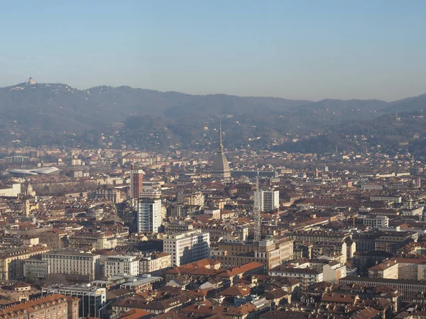 Flygfoto Över Staden Turin Italien Med Piazza Castello Torget — Stockfoto