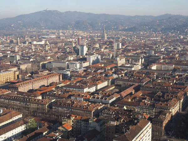 Flygfoto Över Staden Turin Italien Med Piazza Castello Torget — Stockfoto