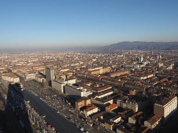 Widok Lotu Ptaka Miasto Turyn Włochy Placu Piazza Castello — Zdjęcie stockowe