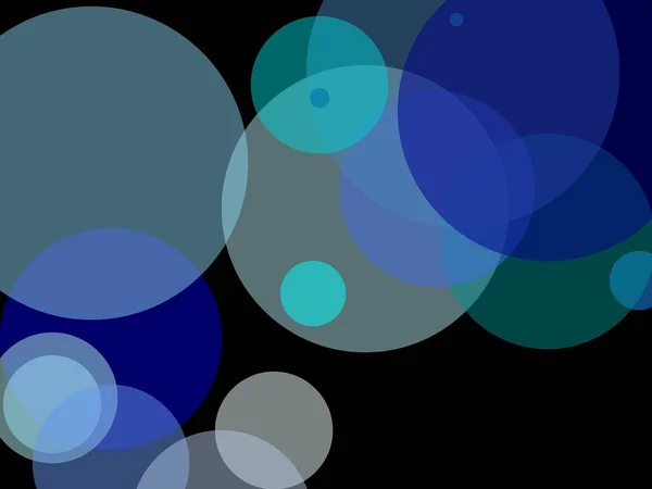 Abstrakt Minimalistisk Blå Illustration Med Cirklar Och Svart Bakgrund — Stockfoto