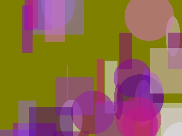 Абстрактна Мінімалістична Фіолетова Ілюстрація Колом Еліпсами Квадрати Прямокутники Оливковий Фон — стокове фото