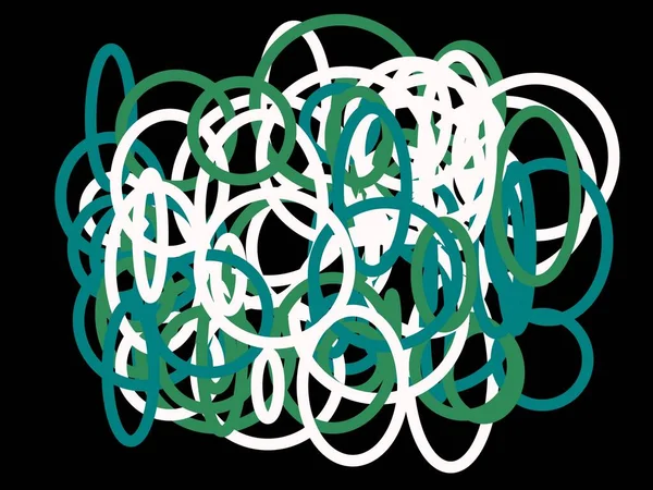 Abstract Minimalista Verde Ilustração Branca Com Círculo Elipses Fundo Preto — Fotografia de Stock