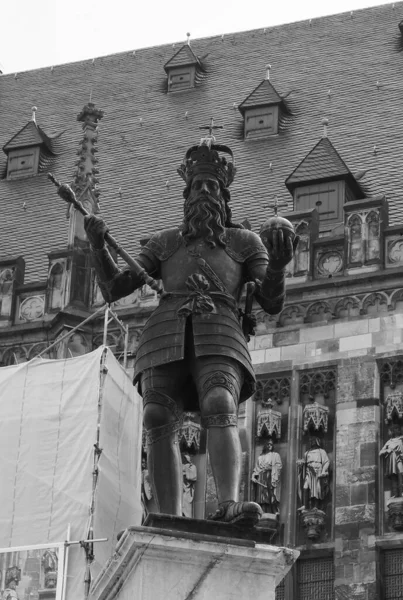 Karlsbrunnen Meaning Charlemagne Fountain Unveiled 1620 Front Rathaus Town Hall — Stock Photo, Image