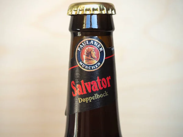 Muenchen Germany Circa March 2020 Paulaner Salvator Beer Bottle — Stock Photo, Image