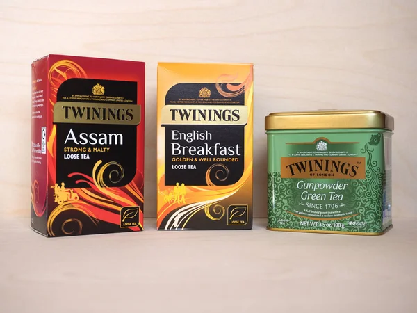 London Circa March 2020 Packets Twinings Loose Tea Including English — Stock Photo, Image