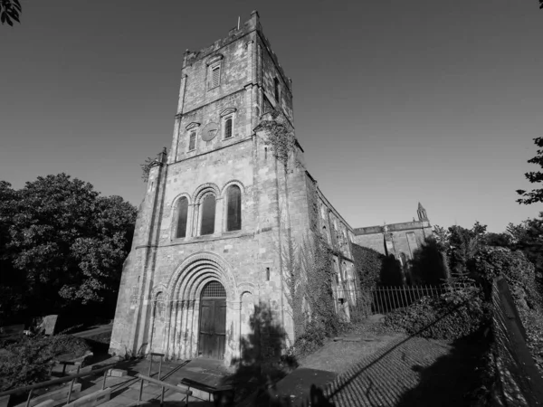 Iglesia Parroquial Prioritaria Santa María Chepstow Reino Unido Blanco Negro —  Fotos de Stock