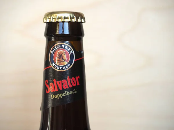 Muenchen Germany Circa March 2020 Paulaner Salvator Beer Bottle — Stock Photo, Image