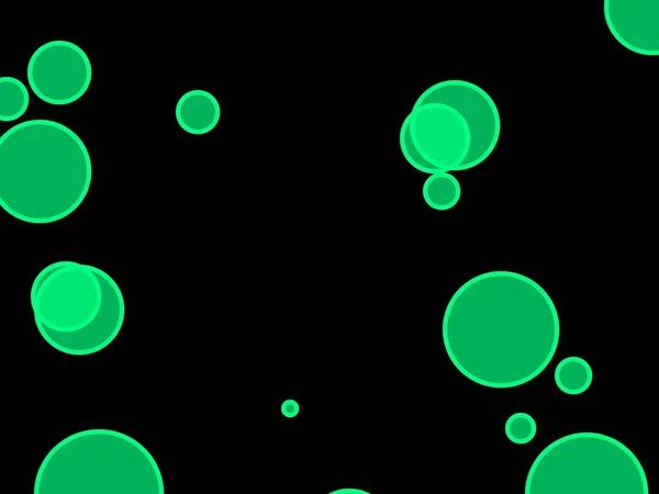 Abstraktní Minimalistická Zelená Ilustrace Kruhy Černým Pozadím — Stock fotografie
